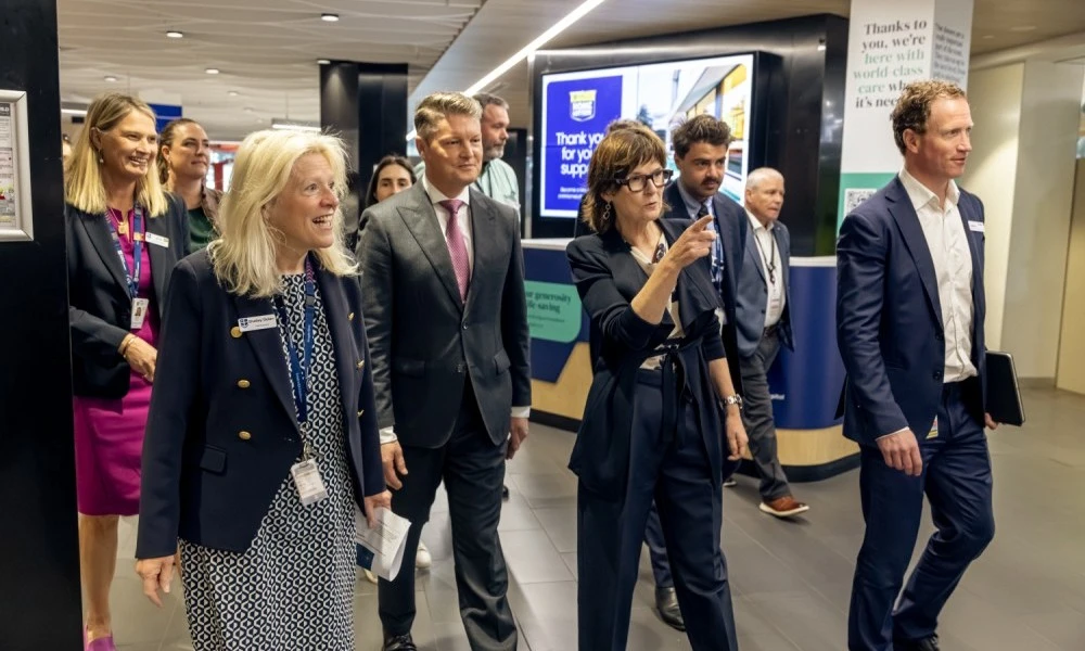 Acting Premier Ben Carroll and Health Minister Mary-Anne Thomas tour the RMH for Virtual Hospital media event 2026