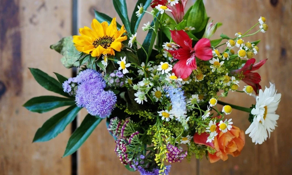 Bunch of flowers in a jar