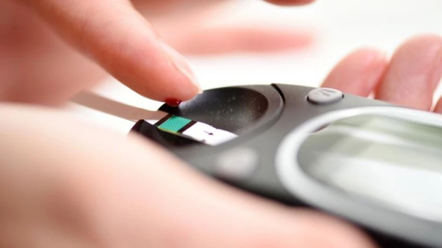Close up of blood sugar test