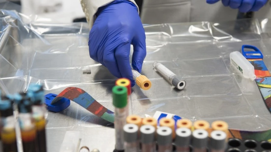 Close up of blood tubes in Clinical Trials Centre