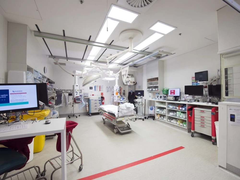 Empty trauma bay in the Emergency Department