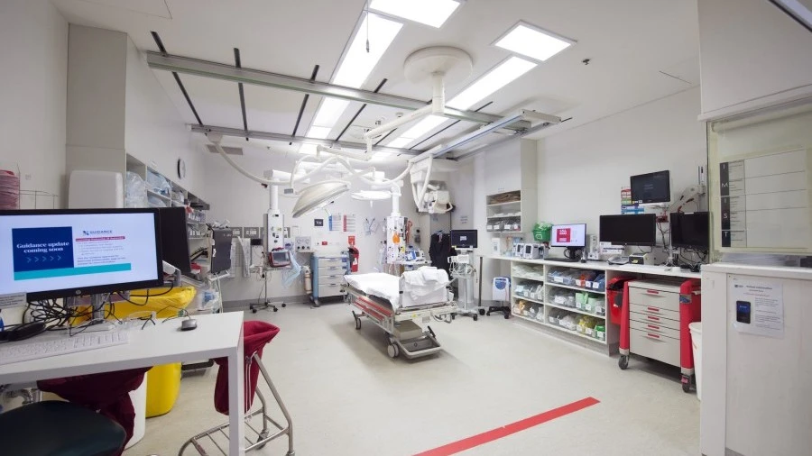 Empty trauma bay in the Emergency Department