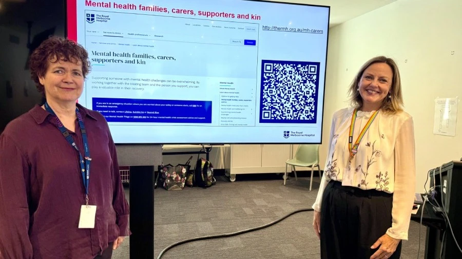 Gail Bradley and Helen Searle at launch of Mental Health carer hub