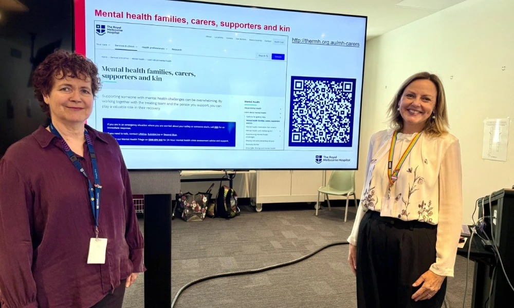 Gail Bradley and Helen Searle at launch of Mental Health carer hub