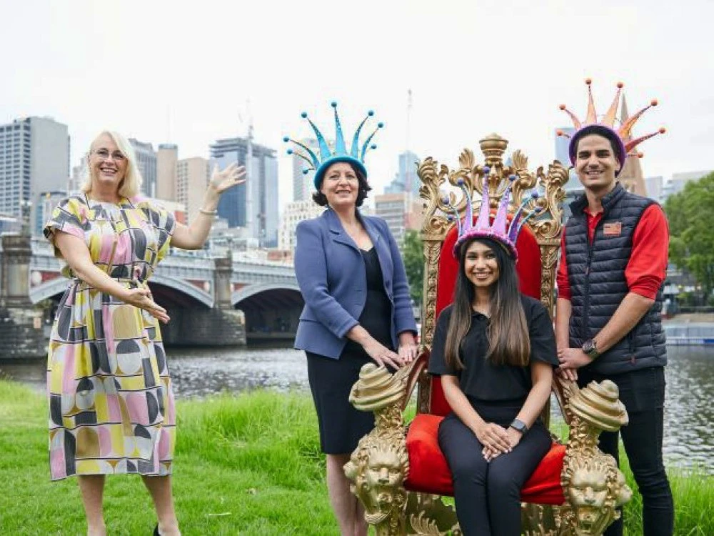 Lord Mayor Sally Capp presents the Moomba monarchs
