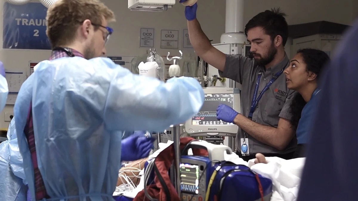 Major Trauma clinical staff in trauma bay