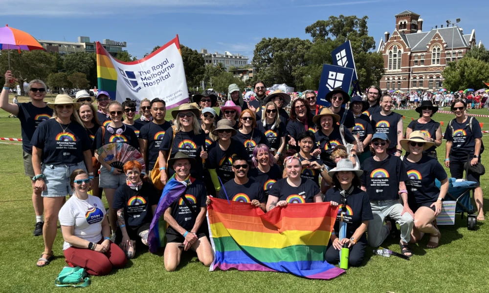 Group of staff at the RMH Midsumma 2025 march