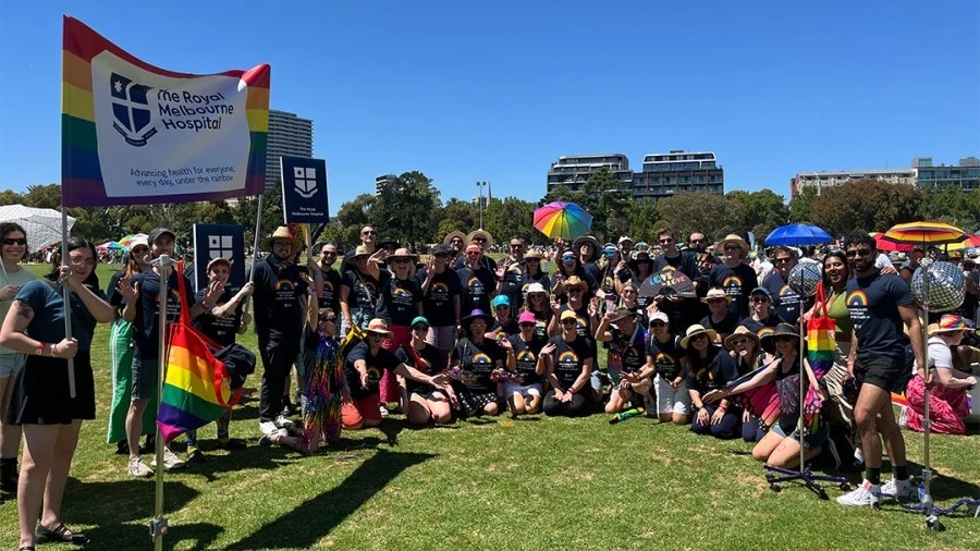 The RMH staff celebrate at the 2024 Midsumma Pride March