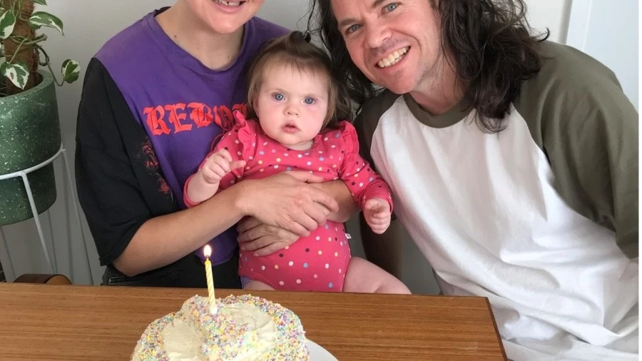 Michael Julian with partner Dominique and daughter Pearl