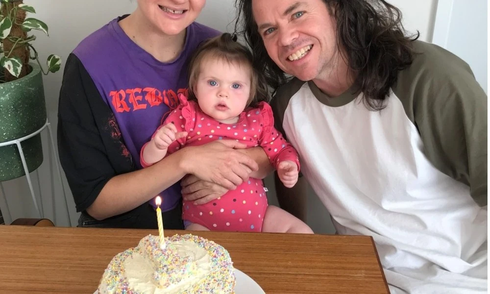 Michael Julian with partner Dominique and daughter Pearl
