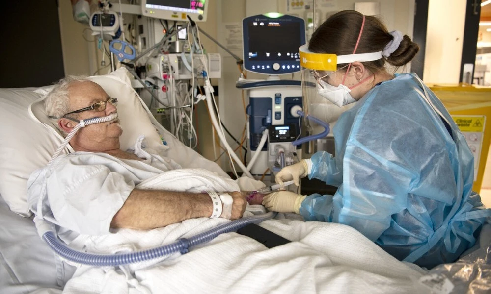 Patient receiving care in ICU