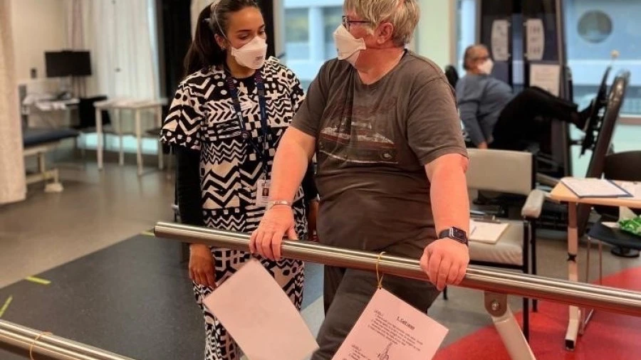 Physiotherapist and patient