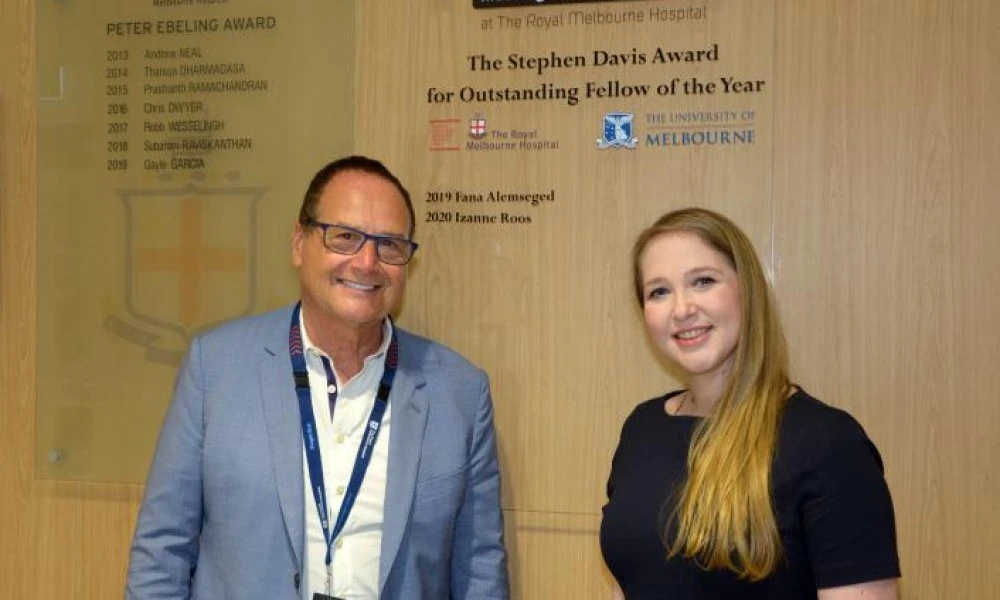 Professor Stephen Davis with 2020 award winner Dr Izanne Roos
