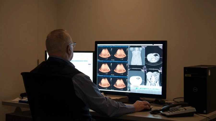 Radiologist reading scan