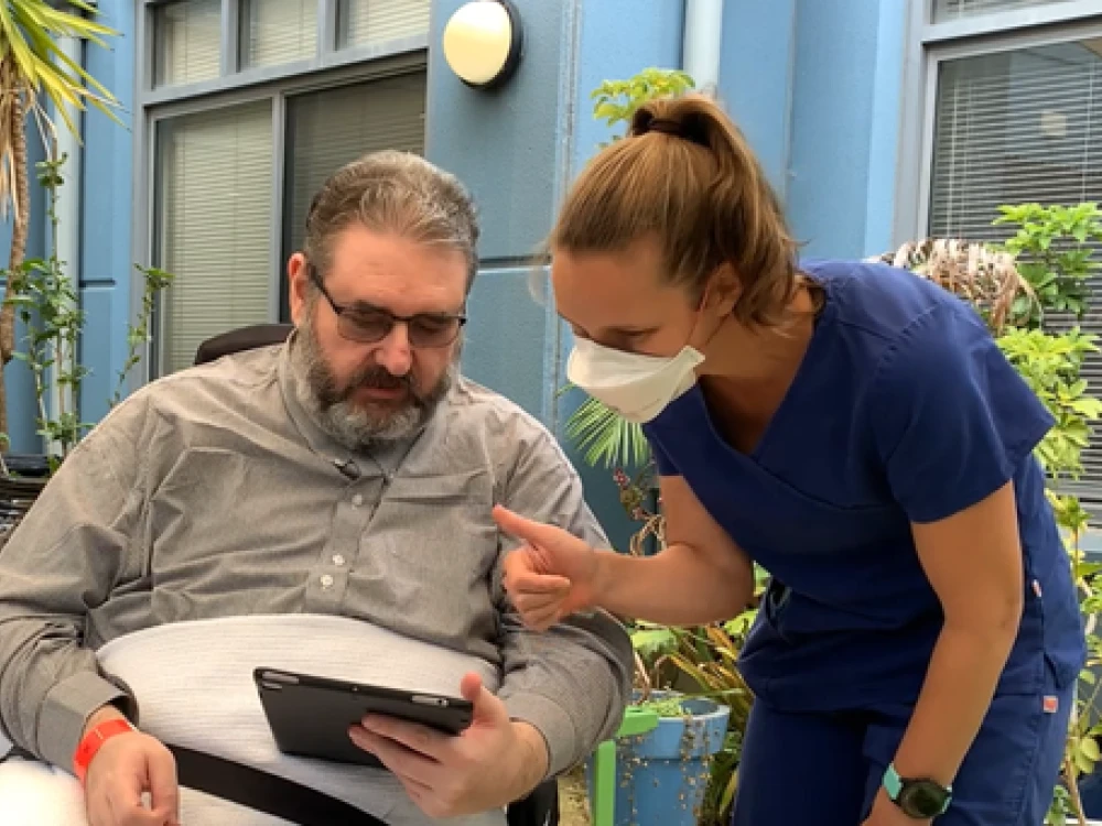 RMH patient Brad and Disability Liaison Officer Jenni Medland