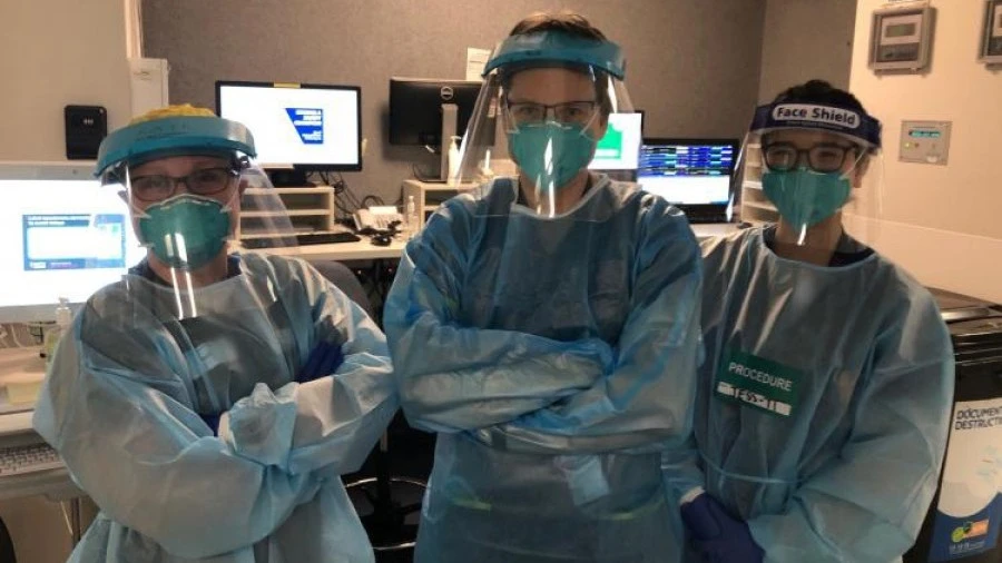 Trauma staff in COVID-19 PPE