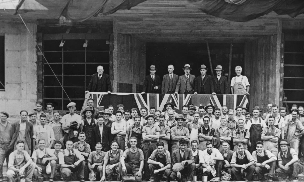 Workers and guests at the laying of Foundation Stone at Parkville 1941