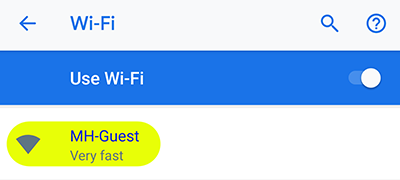 Choose MH Guest wifi network