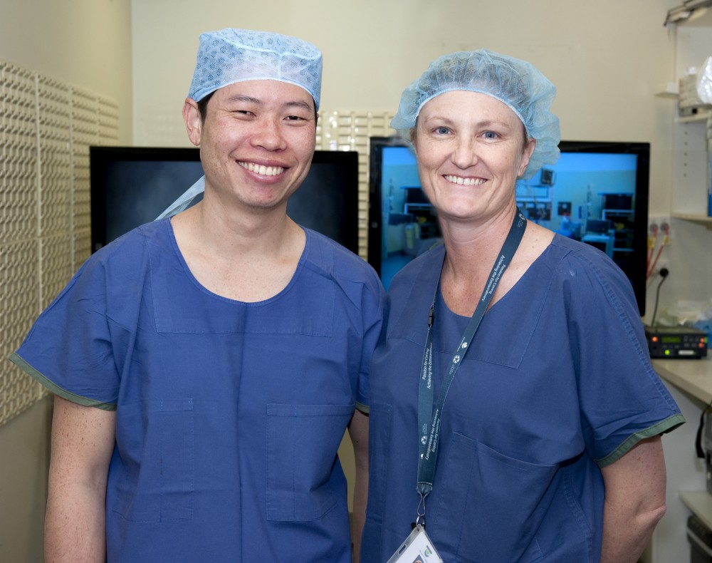 The RMH neurosurgeon Associate Professor Kate Drummond with a surgical colleague