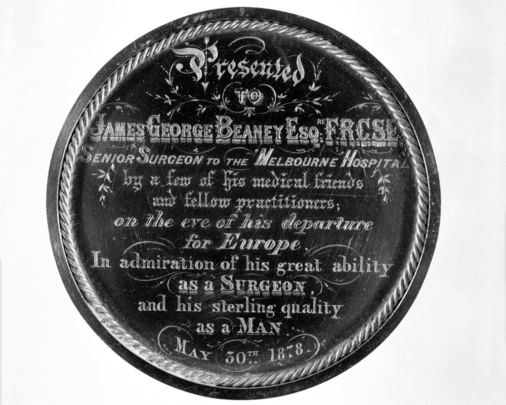 Medal presented to James Beaney by his friends